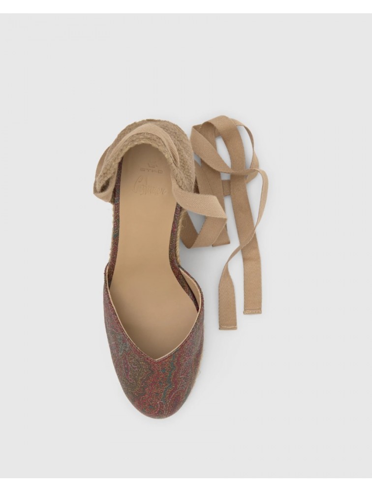 ETRO x CASTAÑER Καφέ Πολύχρωμες Χειροποίητες Δερμάτινες Γυναικείες Εσπαντρίγιες