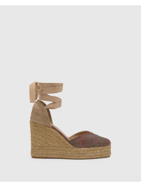  ETRO x CASTAÑER Brown Multicolored Handmade Leather Women's Espadrilles