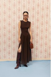 LA CHAINE Drape Dress Brown Καφέ Φόρεμα