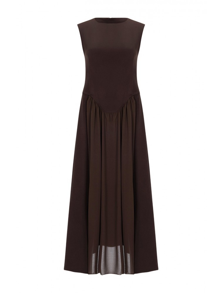 LA CHAINE Drape Dress Brown Καφέ Φόρεμα