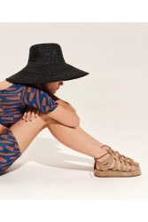 'ESIOT AMMOURA Sand Premium Suede Σουέντ Γυναικεία Σανδάλια Στο Χρώμα Της Άμμου