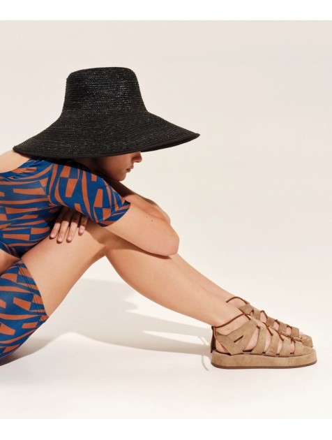 'ESIOT AMMOURA Sand Premium Suede Σουέντ Γυναικεία Σανδάλια Στο Χρώμα Της Άμμου