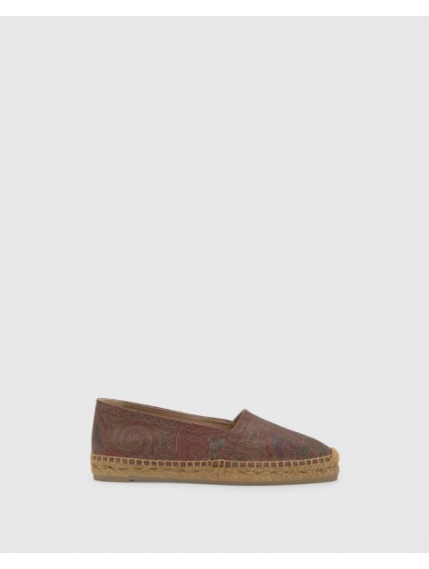 ETRO x CASTAÑER Brown Multicolored Handmade Leather Women's Ballerinas Espadrilles
