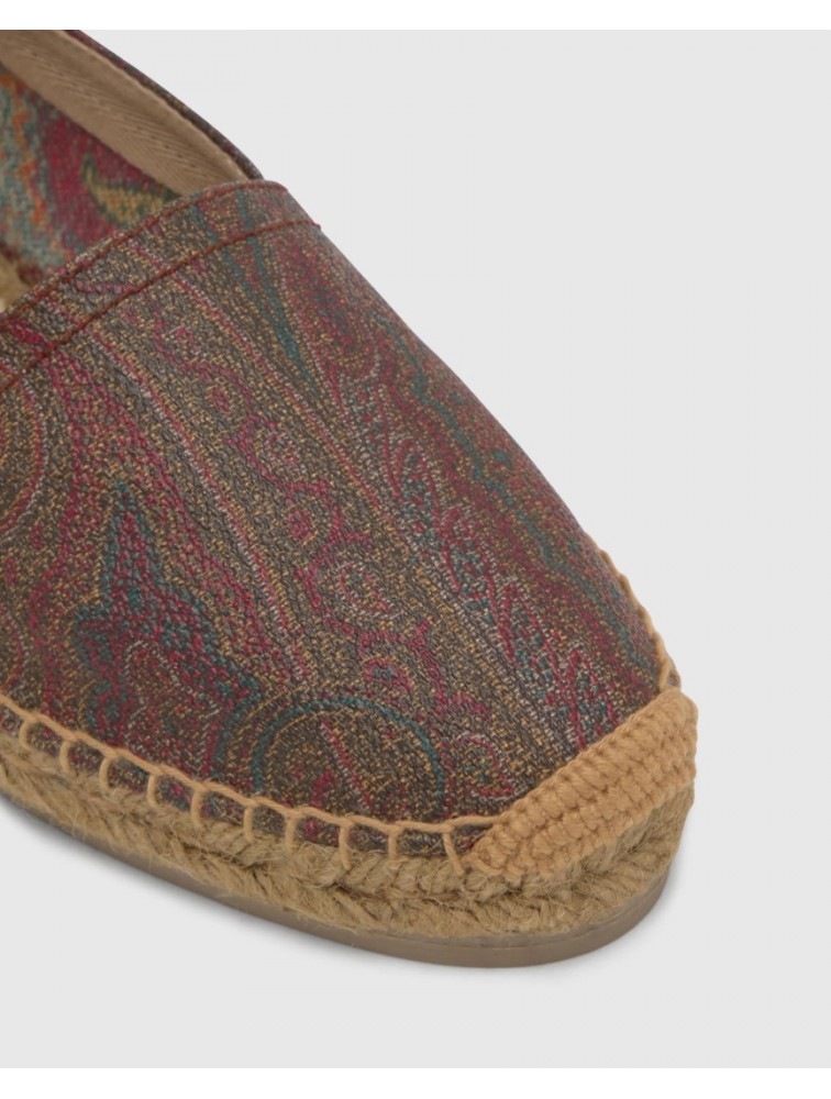 ETRO x CASTAÑER Καφέ Πολύχρωμες Χειροποίητες Δερμάτινες Γυναικείες Μπαλαρίνες Εσπαντρίγιες