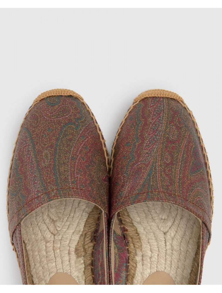 ETRO x CASTAÑER Καφέ Πολύχρωμες Χειροποίητες Δερμάτινες Γυναικείες Μπαλαρίνες Εσπαντρίγιες