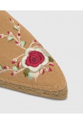 ETRO x CASTAÑER Μπεζ Χειροποίητα Δερμάτινα Γυναικεία Mules Εσπαντρίγιες Με Φλοράλ Κέντημα