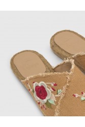 ETRO x CASTAÑER Μπεζ Χειροποίητα Δερμάτινα Γυναικεία Mules Εσπαντρίγιες Με Φλοράλ Κέντημα