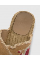 ETRO x CASTAÑER Μπεζ Χειροποίητα Δερμάτινα Γυναικεία Mules Εσπαντρίγιες Με Φλοράλ Κέντημα