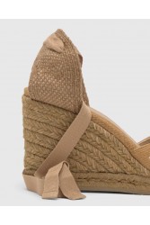 ETRO x CASTAÑER Μπεζ Χειροποίητες Δερμάτινες Γυναικείες Εσπαντρίγιες Με Φλοράλ Κέντημα