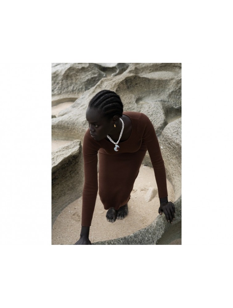 MÉRBABE SHELLEY Necklace Κολιέ Από Φυσικά Μαργαριτάρια του γλυκού νερού με κεραμικό κρεμαστό