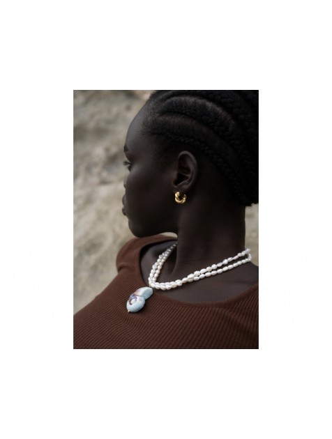 MÉRBABE SHELLEY Necklace Κολιέ Από Φυσικά Μαργαριτάρια του γλυκού νερού με κεραμικό κρεμαστό