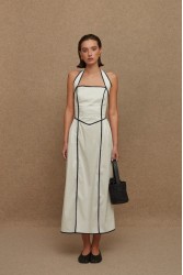 LA CHAINE Almyra Dress White Blue Midi