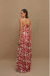 LA CHAINE Kenya Dress Kohyli Terracotta Κόκκινο Μάξι Φόρεμα