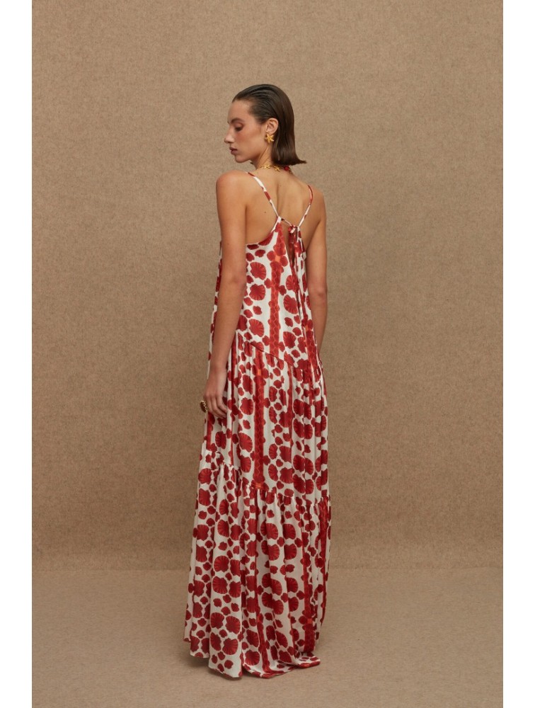 LA CHAINE Kenya Dress Kohyli Terracotta Κόκκινο Μάξι Φόρεμα