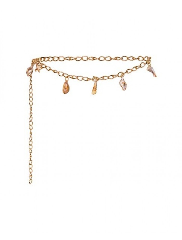 LA CHAINE Shell Marble Belt Gold Χρυσή ζώνη