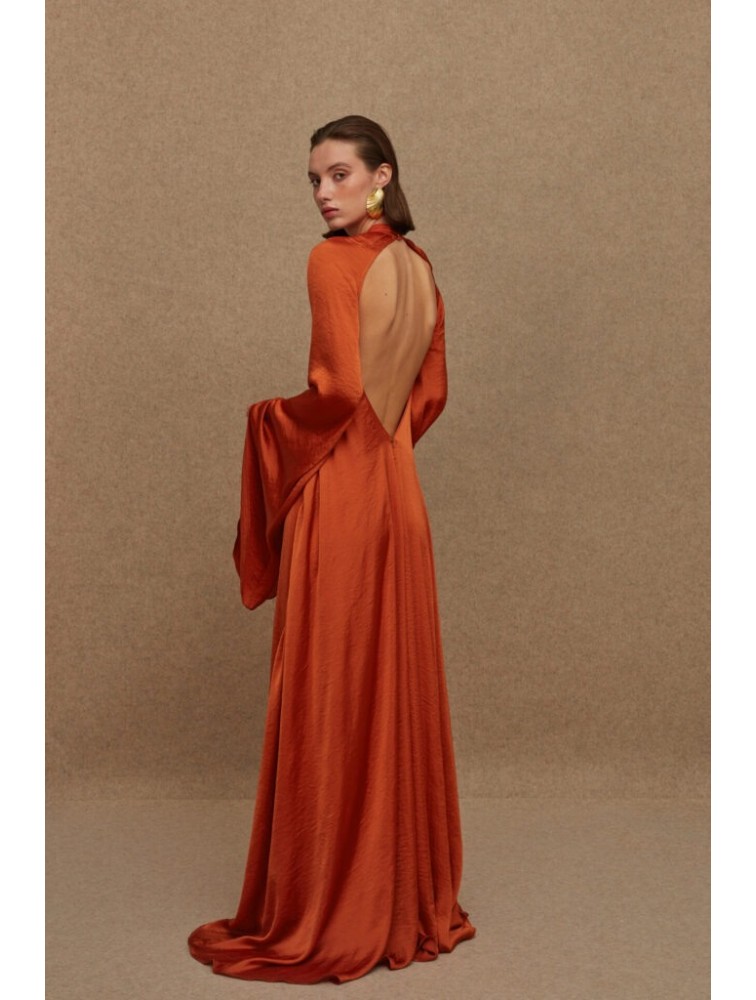 LA CHAINE Mystique Maxi Terracotta Dress Φόρεμα Στο Χρώμα Της Τερρακόττας