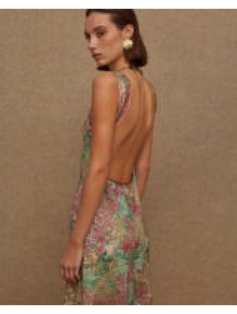 LA CHAINE Pathos Dress Mermaid Maxi Μάξι Εμπριμέ Φόρεμα