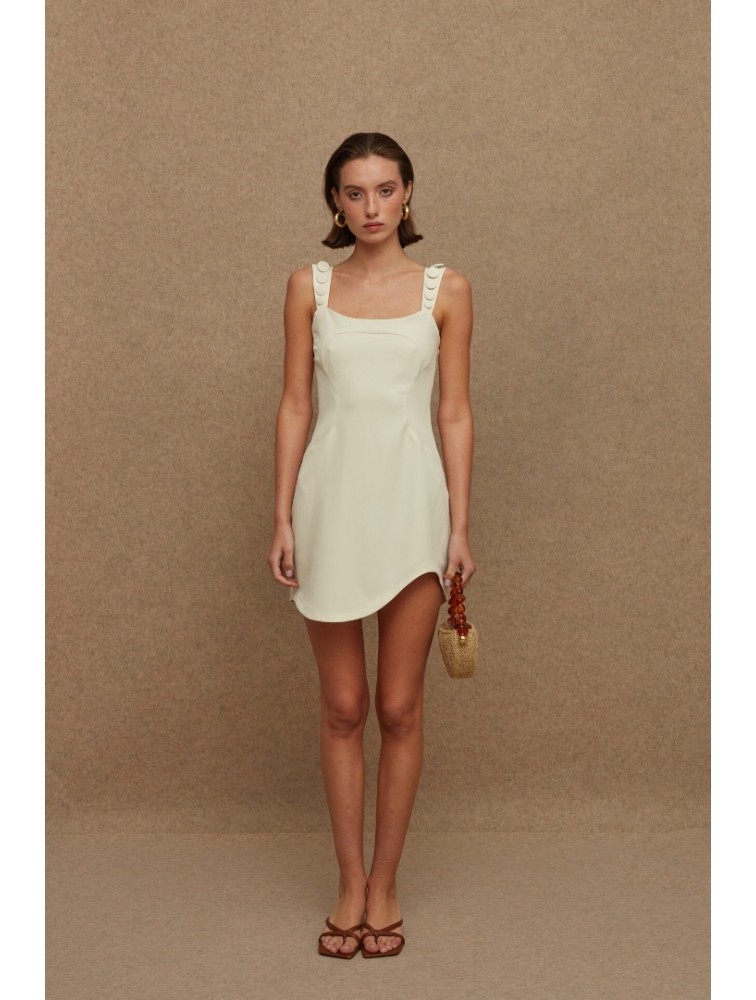 LA CHAINE Pepita Dress Ecru