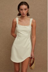 LA CHAINE Pepita Dress Ecru