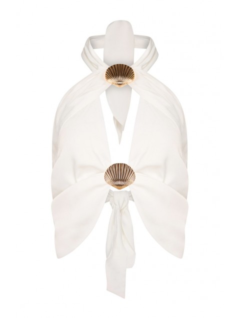 LA CHAINE The Pearl Bustier White