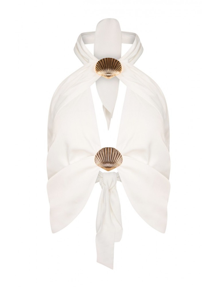 LA CHAINE The Pearl Bustier White