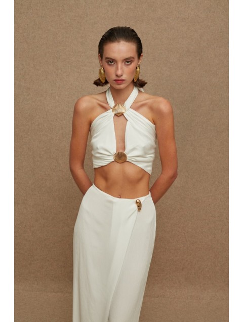 LA CHAINE The Pearl Bustier White