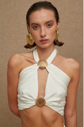 LA CHAINE The Pearl Bustier White