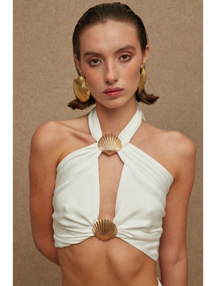 LA CHAINE The Pearl Bustier White