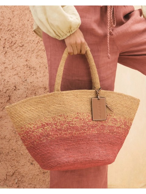 MANEBÌ Raffia Panier Handcrafted Rust Dégradé
