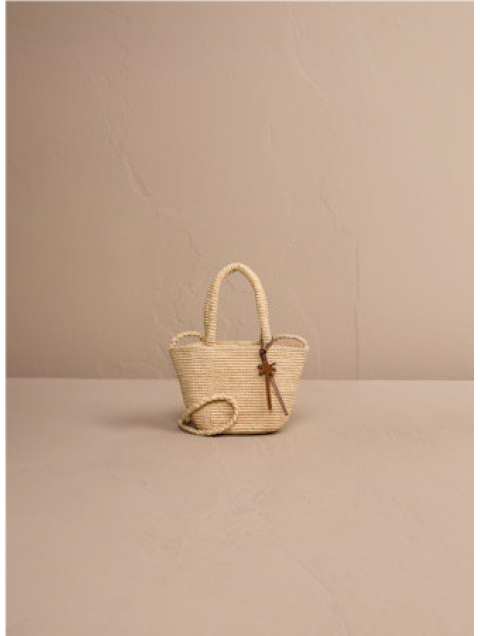 MANEBÌ Raffia Panier Mini Hand Bag Handcrafted Beige