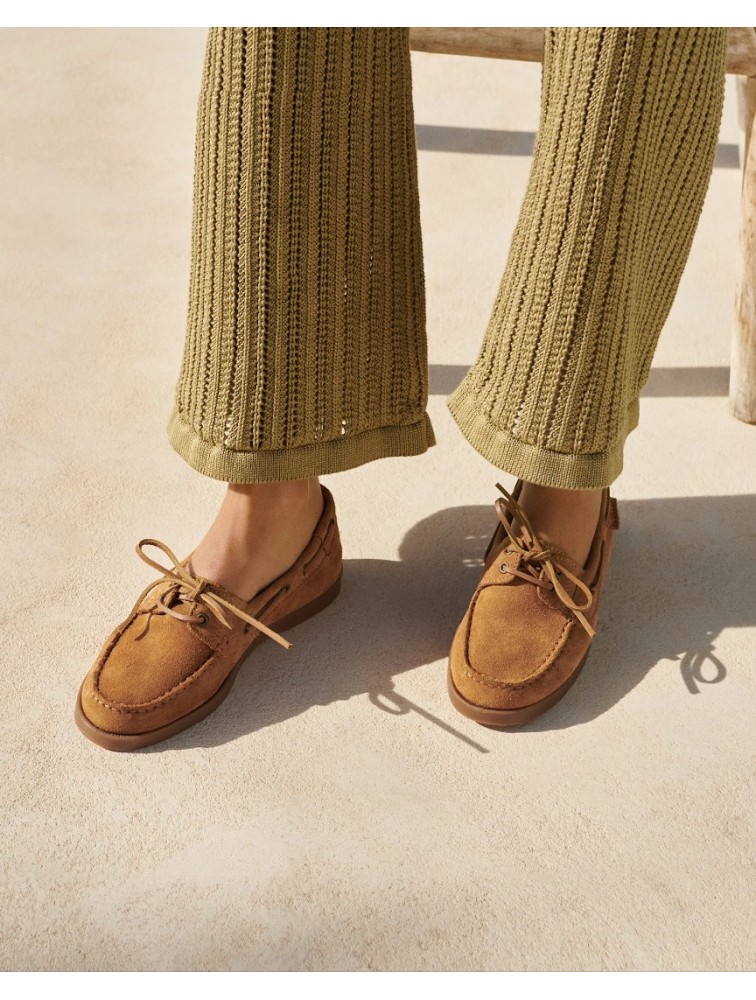 MANEBÌ Καφέ Γυναικεία Boatshoes από μαλακό σουέντ