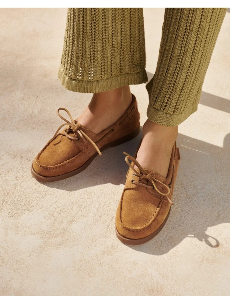 MANEBÌ Καφέ Γυναικεία Boatshoes από μαλακό σουέντ