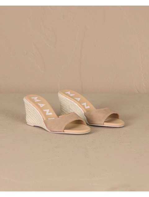 MANEBÌ Beige Women's Mules Made of Soft Suede