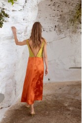 NIDODILEDA Noor Dress Lime And Burnt Orange
