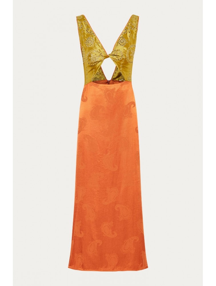 NIDODILEDA Noor Dress Lime And Burnt Orange