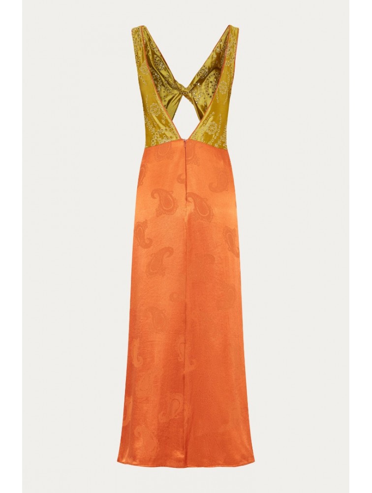 NIDODILEDA Noor Dress Lime And Burnt Orange