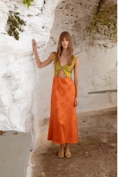 NIDODILEDA Noor Dress Lime And Burnt Orange