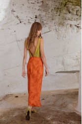 NIDODILEDA Noor Dress Lime And Burnt Orange