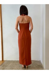 LA CHAINE Kallos Terracotta Midi Dress Φόρεμα Στο Χρώμα Της Τερρακόττας
