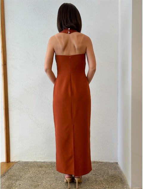 LA CHAINE Kallos Terracotta Midi Dress 