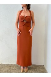 LA CHAINE Kallos Terracotta Midi Dress Φόρεμα Στο Χρώμα Της Τερρακόττας