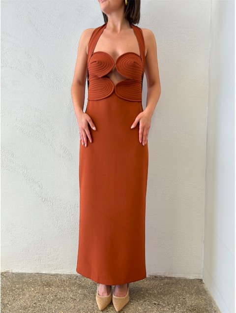 LA CHAINE Kallos Terracotta Midi Dress 
