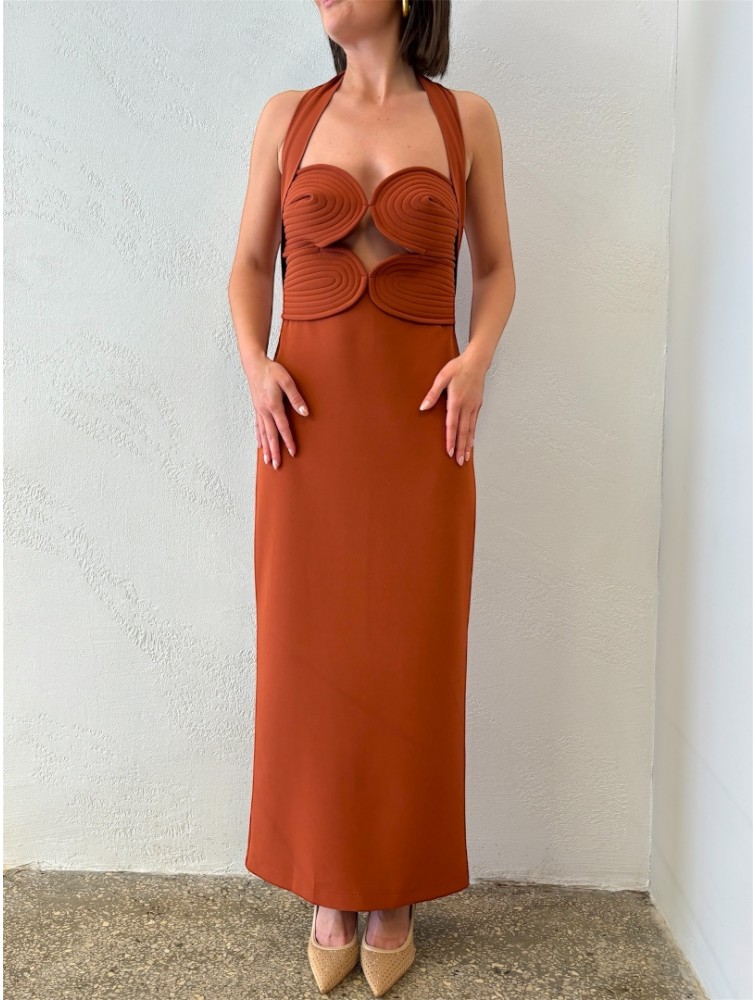 LA CHAINE Kallos Terracotta Midi Dress Φόρεμα Στο Χρώμα Της Τερρακόττας
