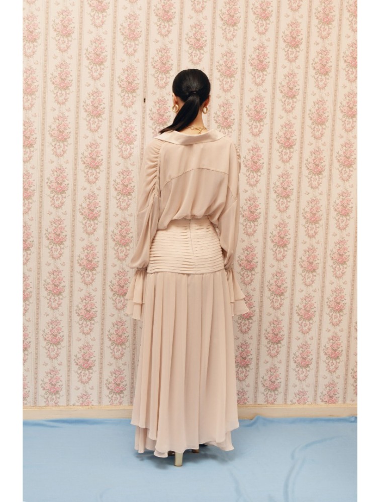 LA CHAINE Selora Skirt Cream Κρεμ Φούστα