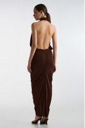 STUDIO 83 Wrapround Midi Dress Brown