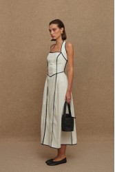 LA CHAINE Almyra Dress White Blue Midi