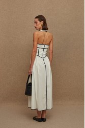 LA CHAINE Almyra Dress White Blue Midi
