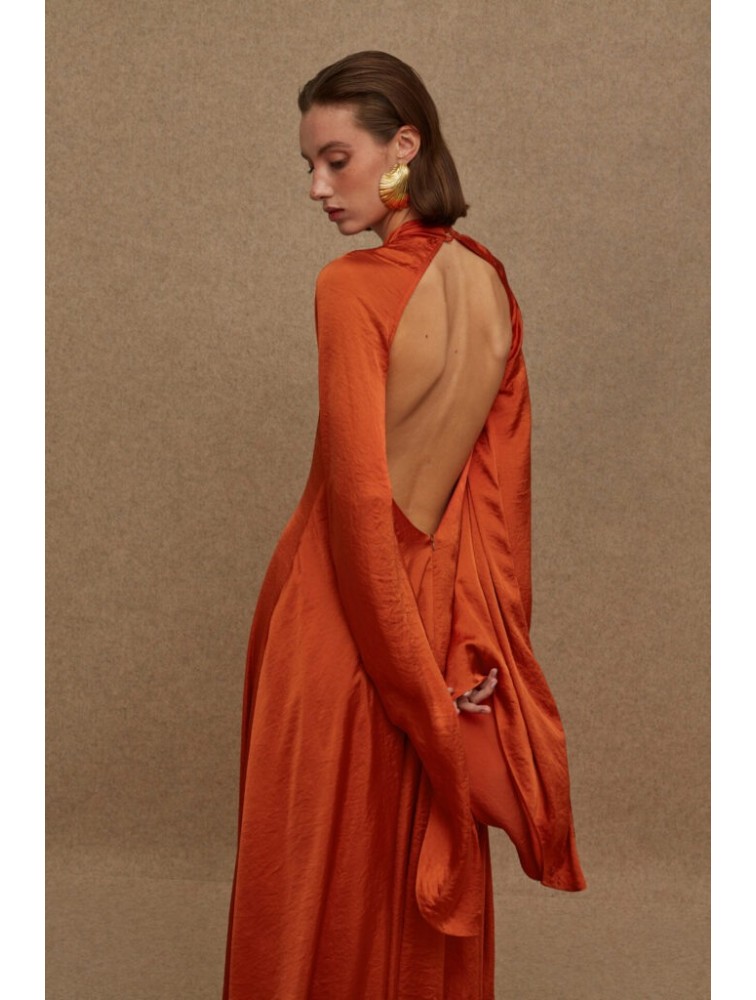 LA CHAINE Mystique Maxi Terracotta Dress Φόρεμα Στο Χρώμα Της Τερρακόττας