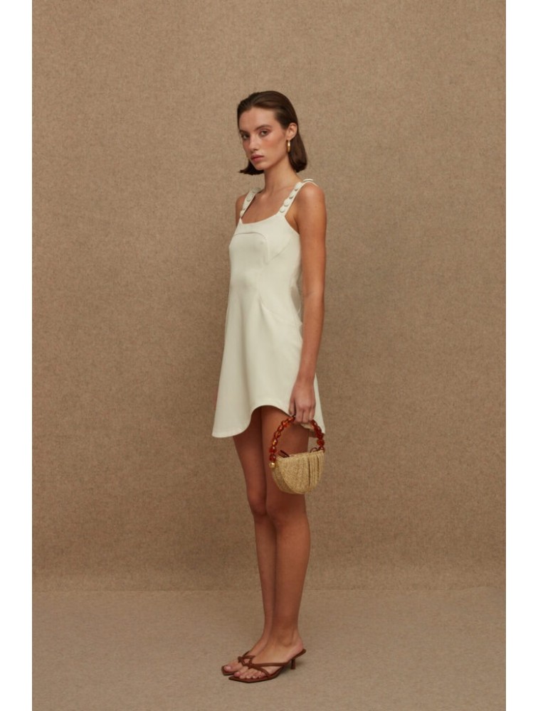 LA CHAINE Pepita Dress Ecru