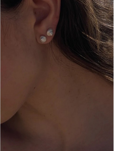 ZÉNAÏS Nautilus Mini Earrings Σκουλαρίκια Από Ασήμι 925